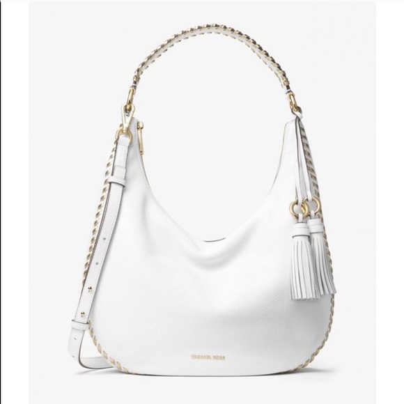 Michael Kors Handbags - ✨💕 White Leather Gold Trim Crossbody Hobo Purse